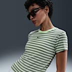 ★ Nike★ Sportswear Chill Knit Slim Stripe T-shirt W Mink Buy Nike Sportswear Chill Knit Women's Slim Striped T-Shirt